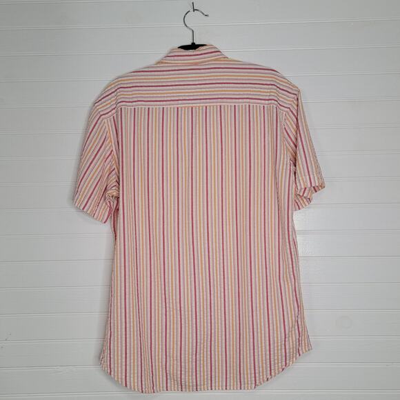 J Crew Mens Seersucker Cotton Striped Button Up Shirt Size Small Short Sleeve - Picture 2 of 5